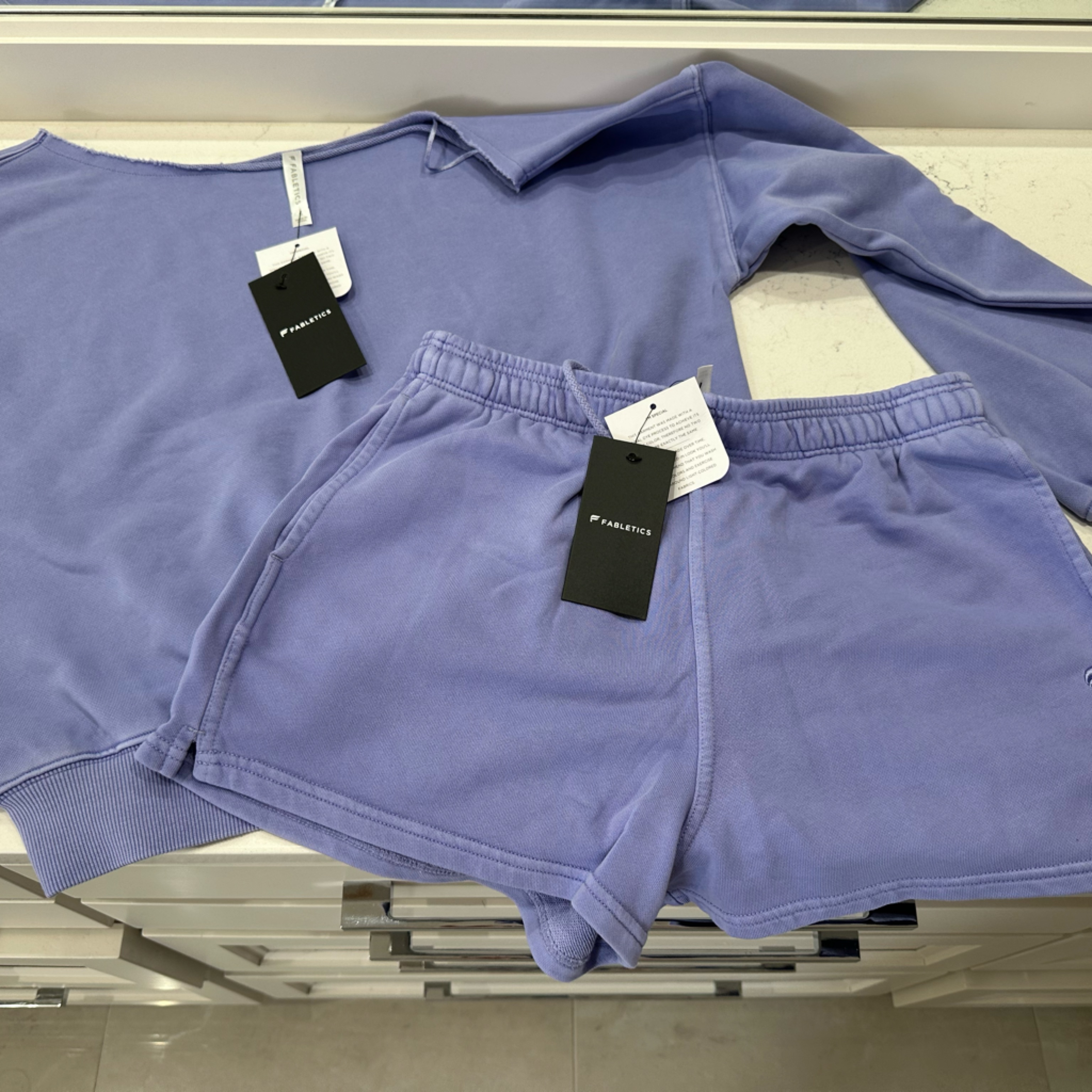 Fabletics Purple Sweatshirt And Shorts Set Nwt